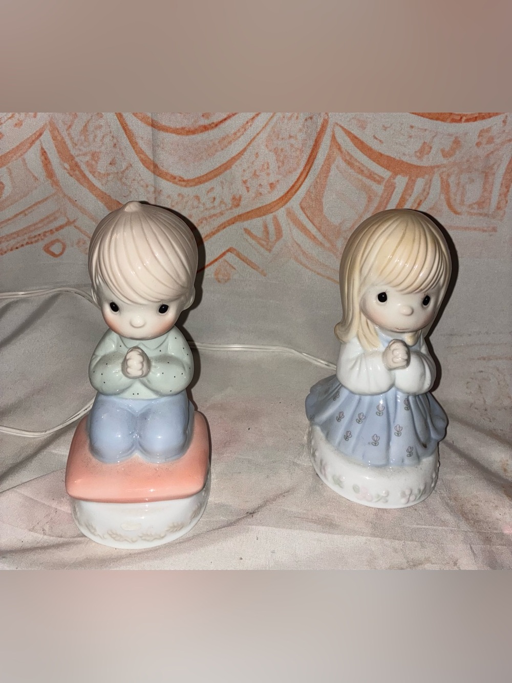 Precious Moments Porcelain Praying Children Figurine Night Lights